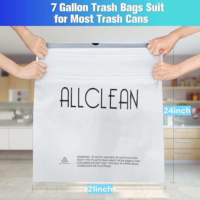 Trash Bags 7 Gallon Medium Kitchen Drawstring Bathroom Garbage Bags, Fit 7 Gal - Image 3