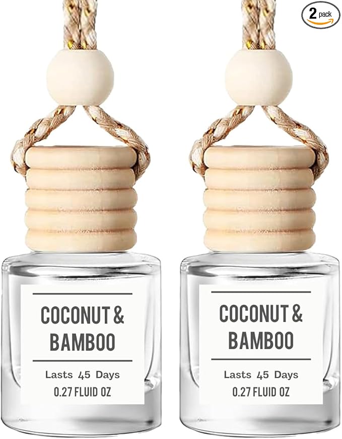 Bamboo and Coconut Hanging Car Air Freshener – Long Lasting Essential Oil by Unknown