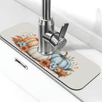 Kitchen Sink Splash Guard Faucet Mat Autumn Pumpkin Floral 15"x5.5", Diatom Mat by Nameapo