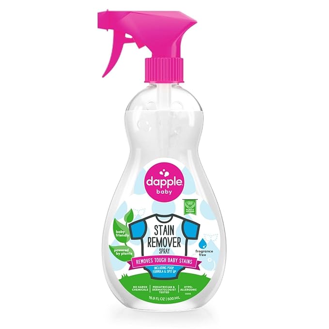 DAPPLE Stain Remover Spray, Plant-Based, Fragrance Free, 16.9 Ounce Spray Bottle by DappleBaby