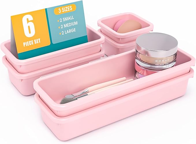 6 PCS Drawer Organizer Set, 3 Size Makeup Drawer Divider Organizer by StoreHappily