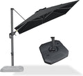PURPLE LEAF 8 Feet Square Cantilever Umbrella Patio Umbrella with Base Outdoor Umbrella Aluminum Offset with 360-degree Rotation for Garden Deck Pool Patio Black by PURPLELEAF
