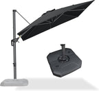 PURPLE LEAF 8 Feet Square Cantilever Umbrella Patio Umbrella with Base Outdoor Umbrella Aluminum Offset with 360-degree Rotation for Garden Deck Pool Patio Black by PURPLELEAF