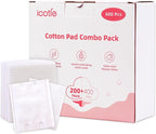 600 PCS Square Cotton Pads, Soft and Lint-Free, Includes 400 Ultra-Thin and 200 by icotle
