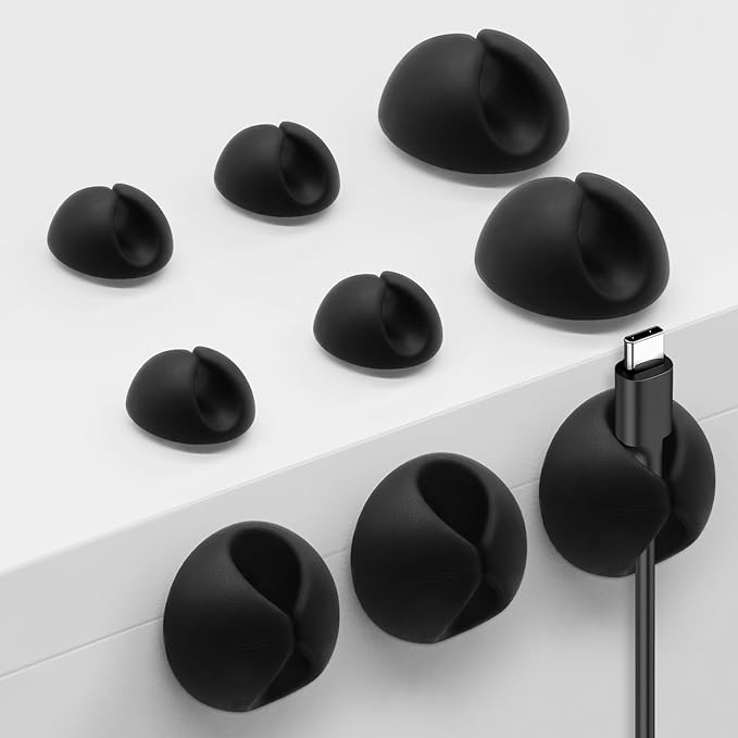 Black Cable Clips 9 PCS, Adhesive Cable Organizer Phone Charging Cord Holder by MYKURS