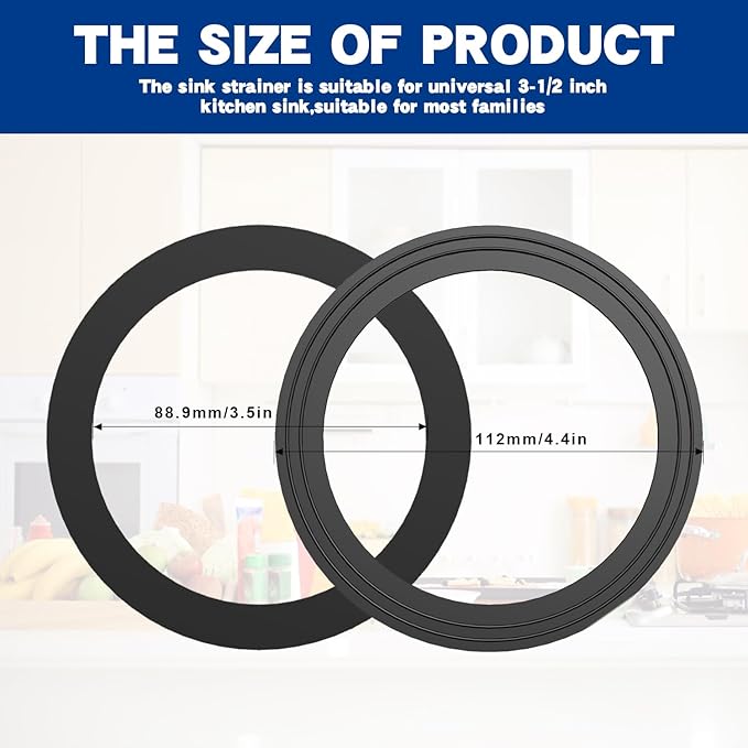 RQYEKDO 2PC Kitchen Sink Strainer Gasket Seal Rings， Fits Standard 3-1/2 inch - Image 4