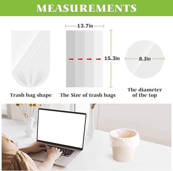 1 Gallon 110 Counts Strong Trash Bags Garbage Bags by Teivio, Bin Liners - Image 2