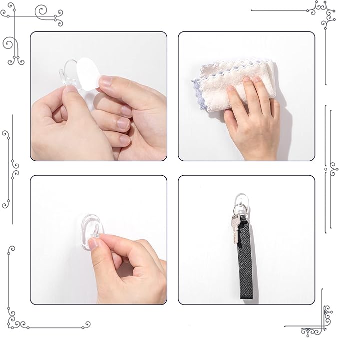 Queekay 30 Pieces Clear Adhesive Wall Hooks - Image 3