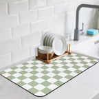 Checkered Dish Drying Mat for Kitchen Counter, Absorbent Non-Slip Coffee Mat by CooRug