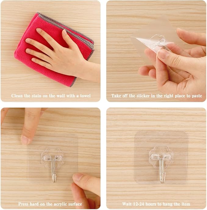 Adhesive Hooks for Hanging, Adhesive Wall Hooks, Shower Hooks, Utility Hooks - Image 3