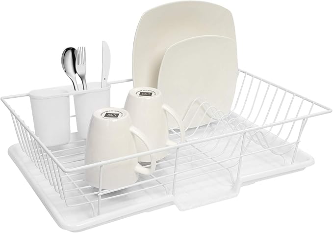 Sweet Home Collection Metal, Plasic 3 Piece Dish Drainer Rack Set by SweetHomeCollection