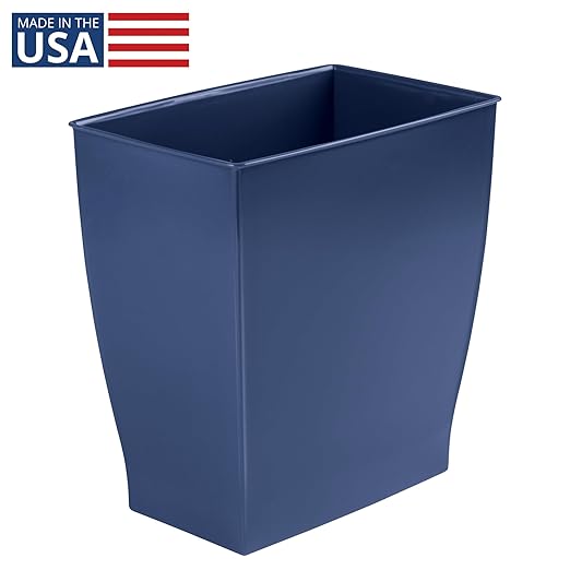 iDesign Small Plastic Bathroom Trash Can, Slim Rectangle Garbage Bin - Image 2