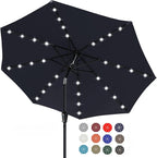 ABCCANOPY Durable Solar Led Patio Umbrellas with 32LED Lights 9FT (Navy Blue) by ABCCANOPY