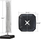 PURPLE LEAF 9'×11.5' Cantilever Patio Umbrella with Base Rectangle Offset Outdoor Umbrella Cover with Zipper for Garden Deck Pool White - Image 3