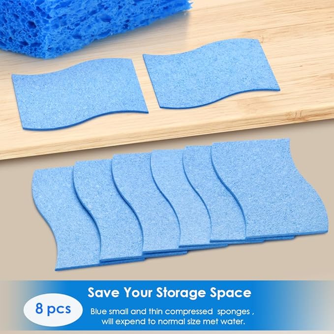 8 PCS Dish Sponges Kitchen, Premium Blue Dish Washing Kitchen Sponge, - Image 7