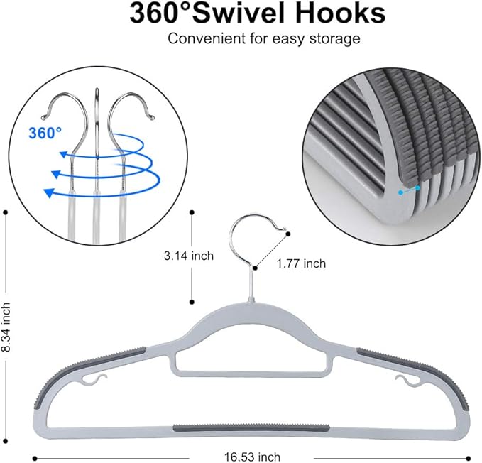 Coat Hangers, Space-Saving, Super Non-Slip, 11lb Weight Capacity - Image 2