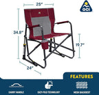 GCI OUTDOOR Freestyle Rocker Camping Chair | Portable Folding Rocking Chair with Solid, Durable Armrests, Drink Holder & Comfortable Backrest — Royal Blue - Image 3