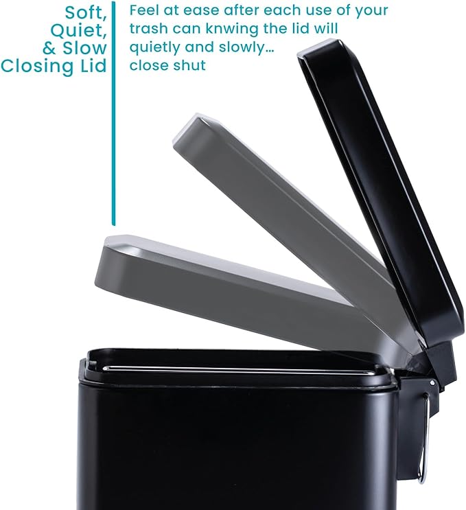 Home Zone Living 3-Pack 1.3 Gallon Small Black Bathroom Trash Can - Image 6