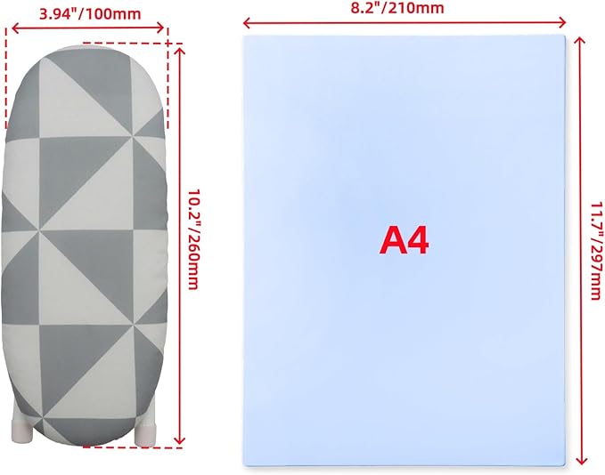 Oedema Mini Ironing Board 10.2" Portable Folding Ironing Board Cloth Cover - Image 4
