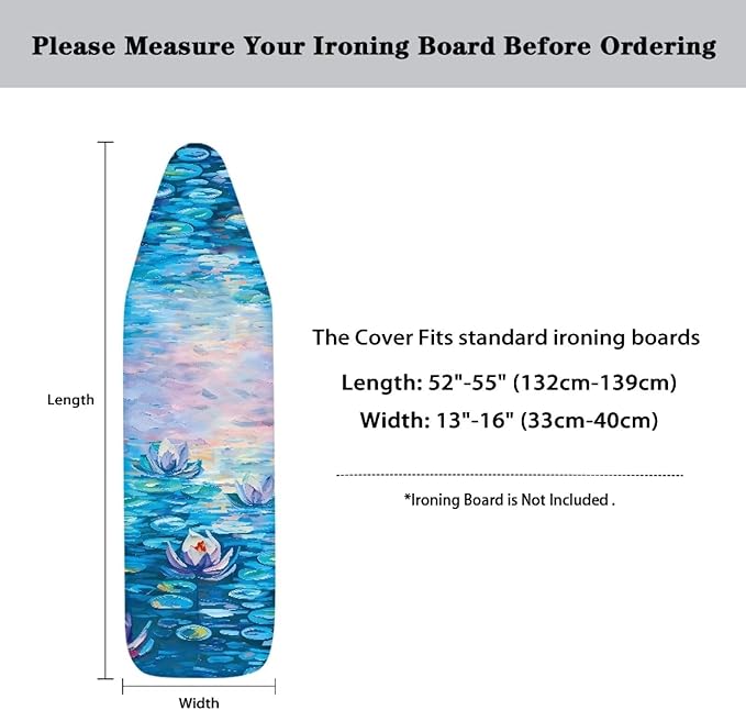 Water Lily Ironing Board Cover and Pad Standard Size Van Gogh Iron Board Padded - Image 6
