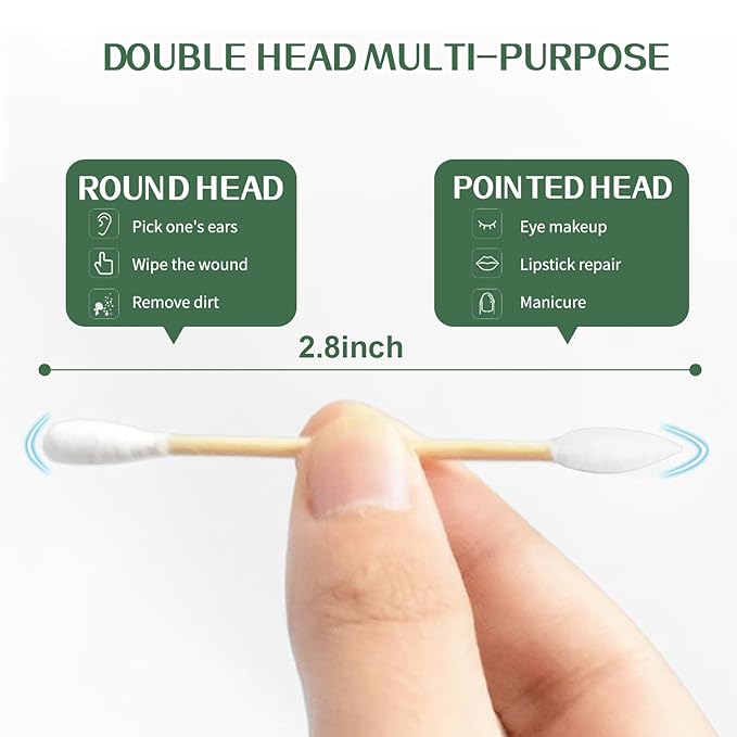 Bamboo Cotton Swabs 1000 Count, Organic Cotton Swabs - Image 2