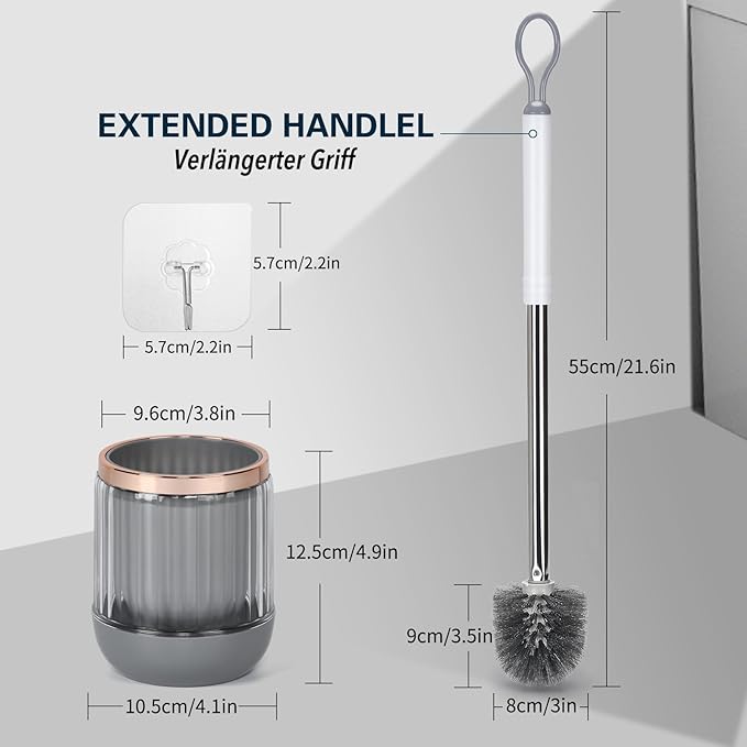 Toilet Bowl Brush and Holder 2 Pack Long Handle Toilet Brush - Image 3