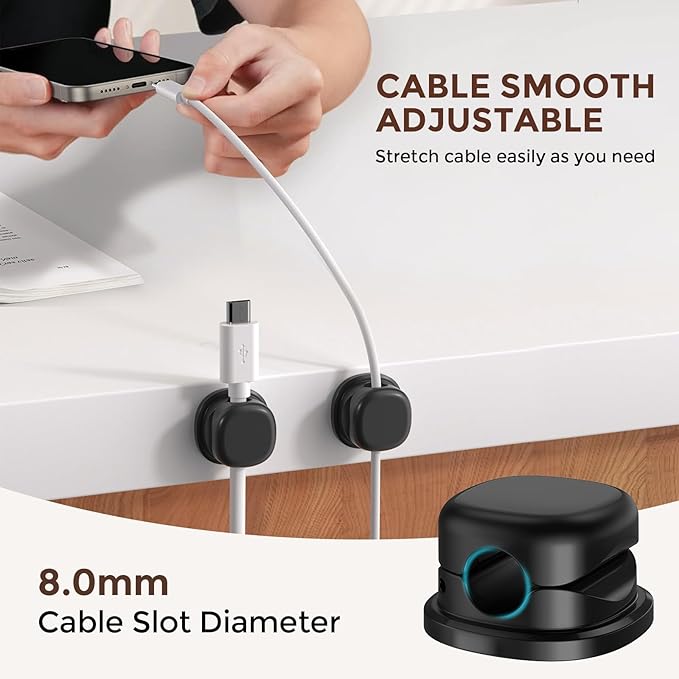 AhaStyle Spring Cable Organizer 6 Pack Cord Cable Holders Clips Strong Adhesive - Image 4
