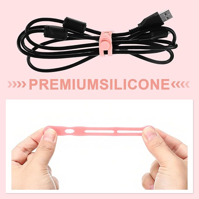 42 Pcs Silicone Cable Ties Reusable Cord Organizer Adjustable Data Cable Wraps - Image 3