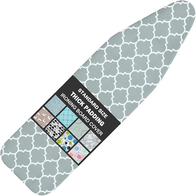 Ironing Board Cover and Pad Standard Size 15" x 54", 3 Pairs of Hook and Loop by LCLW