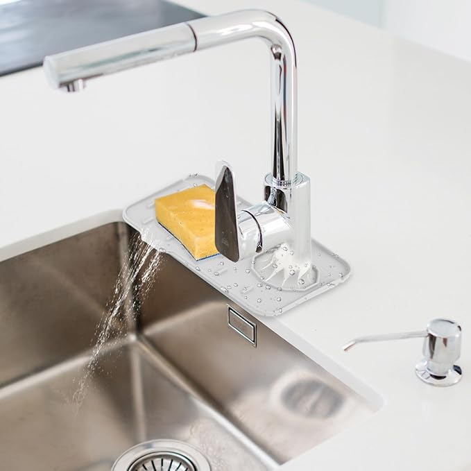Sink Faucet Splash Guard Mat Silicone Soap Dish Pad Small Faucet Handle Drip by Dimeho