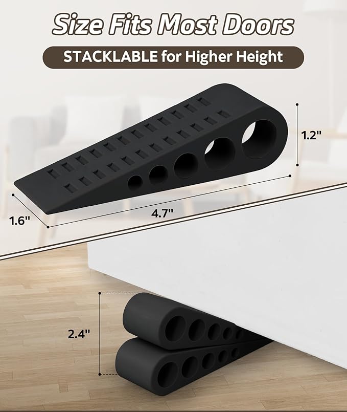 3 Pack Door Stops for Bottom of Door, Rubber Door Stopper Wedge - Image 2
