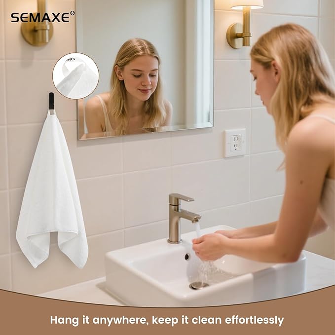 SEMAXE 100% Cotton Hand Towel for Bathroom, Hotel Spa Quality Absorbent Towels - Image 5