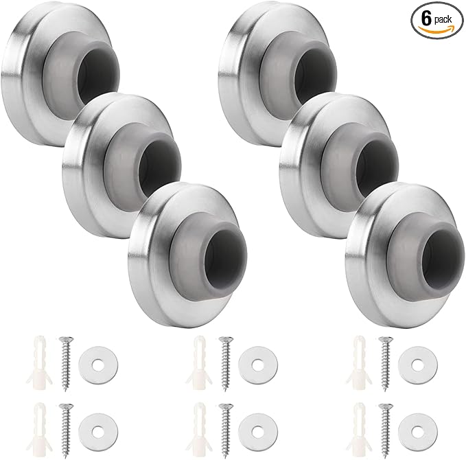 6pcs Concave Wall Door Stopper Bumper Door Stop Wall Mount Protector Stainless by TINSKY
