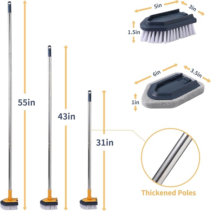 BOOMJOY Tub Cleaner Brush with Long Handle, No Scratch Shower Cleaning Brush - Image 7