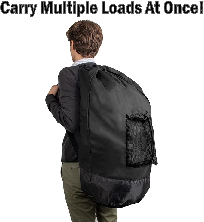 Laundry Bag Backpack with Shoulder Straps and Mesh Pocket Laundry Backpack - Image 8