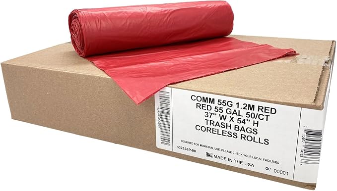 Ultrasac Heavy Duty 55 Gallon Red Trash Bags - Image 4