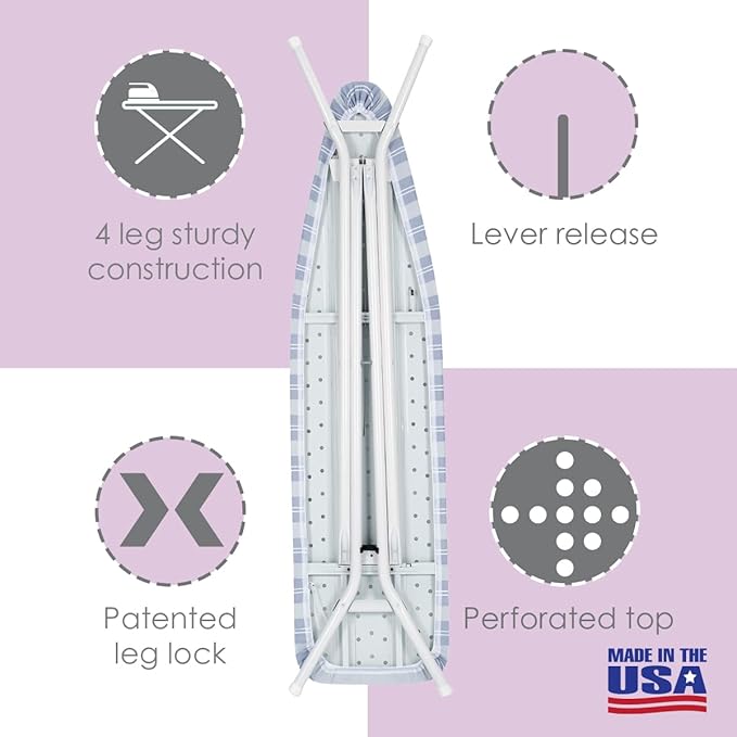 Full Size Ironing Board Made in USA – Blue Stripe by Seymour Home Products 4 - Image 4