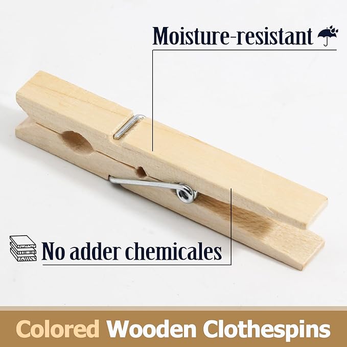 Bivethoi 2.9 Inch Clothes Pins, Wooden Clothespins - Image 3
