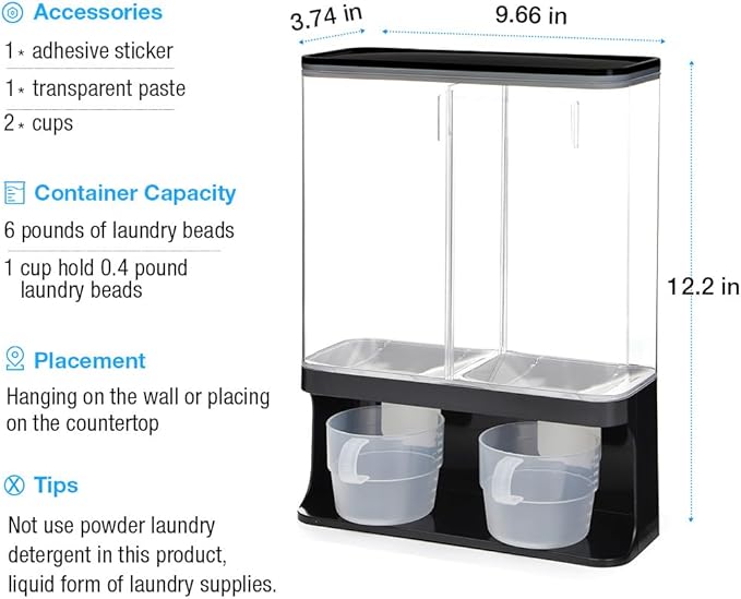 Conworld Laundry Detergent Dispenser, Wall-Mounted Scent Booster Beads Dispenser - Image 3