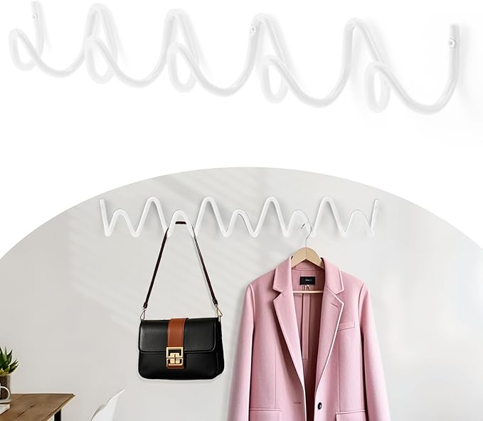 Coat Rack Wall Mount, Creative Wave Wall Hooks 20KG Capacity, Easy Installation by Bumtosc