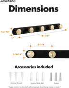 1 Pack Coat Rack Wall Mounted Gold Black Towel Hooks - Image 2