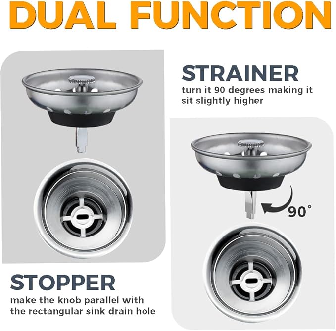 2 Pack - Kitchen Sink Strainer and Stopper Combo Basket Replacement - Image 4