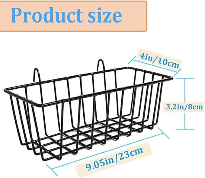 3 Pack Wire Baskets, Wall Grid Panel Hanging Wire Basket, Wall Storage and - Image 2