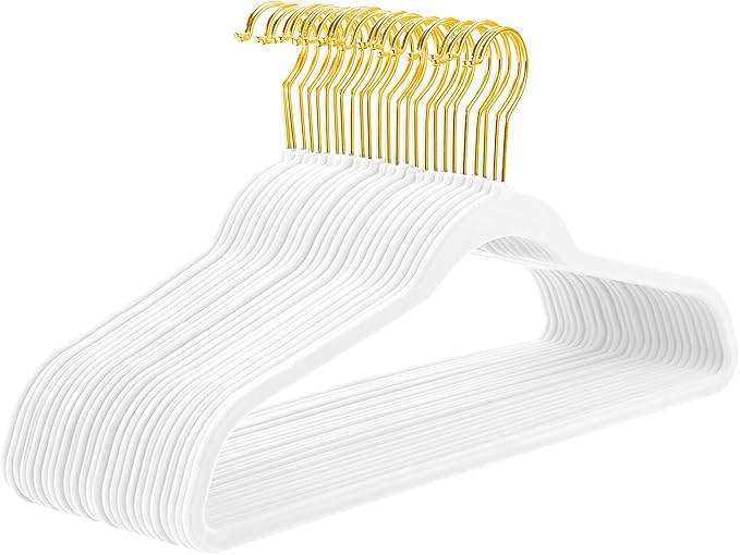 MIZGI Premium White Velvet Hangers, 60 Pack, Lightweight, Space Saving by MIZGI