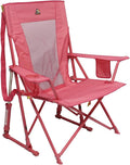 GCI Outdoor Comfort Pro Rocker Camping Chair | Portable Folding Rocking Chair with Durable Armrests & Drink Holder — Blush by GCIOUTDOOR