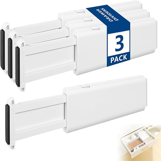 Drawer Dividers Dresser Drawer Organizer 3 Pack Adjustable Kitchen Drawers by NUOOO