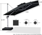 PURPLE LEAF 11 Feet Double Top Deluxe Square Patio Umbrella Offset Hanging Umbrella Outdoor Market Umbrella Garden Umbrella, Black - Image 8