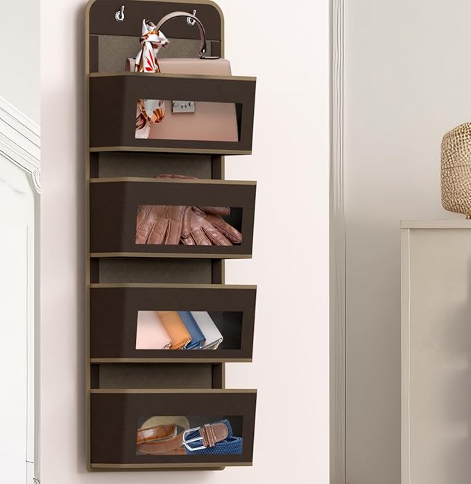 Simple Houseware 4 Clear Window Pocket Over Closet Door Storage Hanging - Image 5