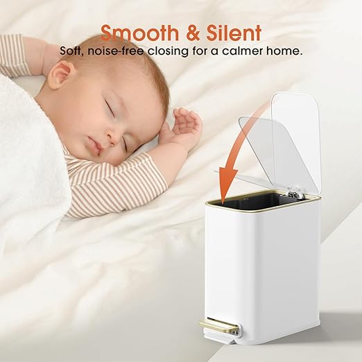 Small Bathroom Trash Can with Lid Soft Close, 5L / 1.3 Gallon Slim Garbage Can - Image 4