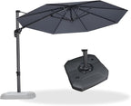 PURPLE LEAF 10 Feet Patio Umbrella with Base Outdoor Cantilever Round Umbrella Aluminum Offset Umbrella with 360-degree Rotation for Garden Deck Pool Patio Light Grey by PURPLELEAF